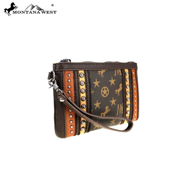 NWT Montana West Signature Monogram Clutch/Wristle - Picture 6 of 6